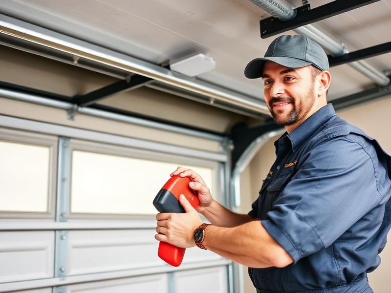 Garage door technician performing maintenance service in Ocoee, FL